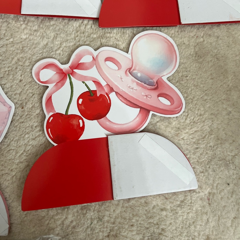 Baby Shower Decoration Set of 6 Cherry Theme Centerpieces - Picture 7 of 8